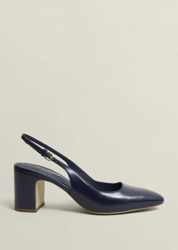 hobbs Lily Leather Slingbacks Midnight Navy