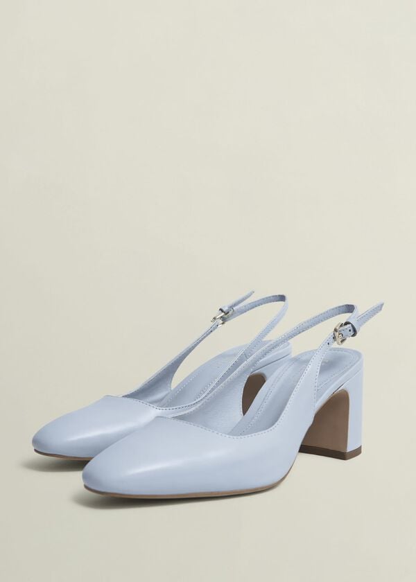 Hobbs Lily Leather Slingbacks Pale Blue