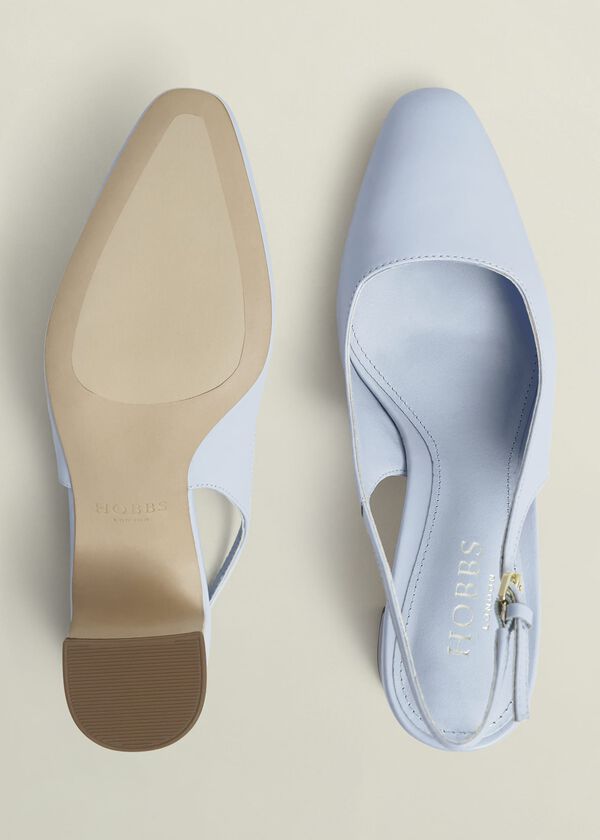 Hobbs Lily Leather Slingbacks Pale Blue