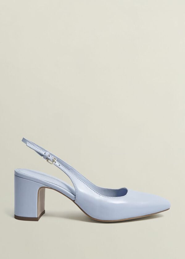 hobbs Lily Leather Slingbacks Pale Blue
