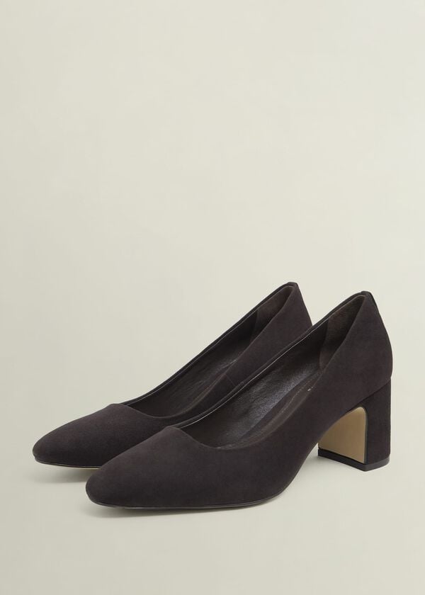 Hobbs Lily Suede Courts Chocolate Brown