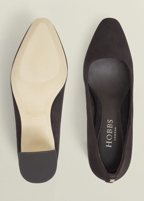 Hobbs Lily Suede Courts Chocolate Brown