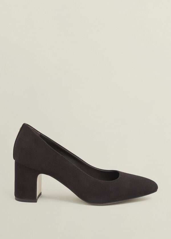 hobbs Lily Suede Courts Chocolate Brown