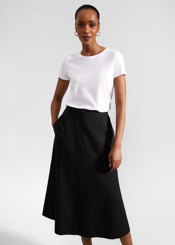 Hobbs Lina Linen Skirt Black