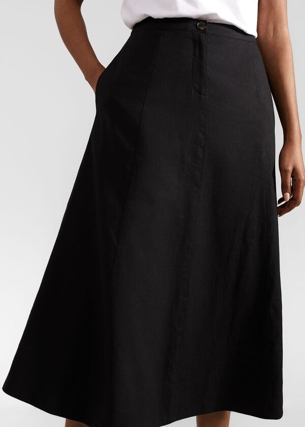 Hobbs Lina Linen Skirt Black