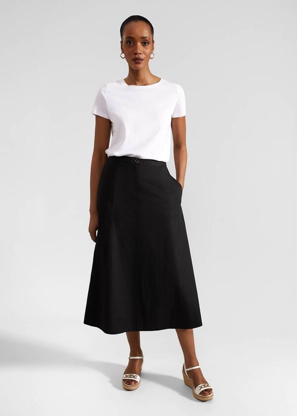 hobbs Lina Linen Skirt Black