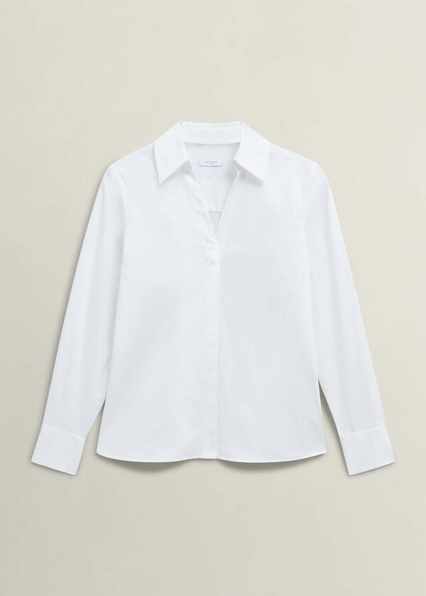 Hobbs Lindsey Cotton Blend Shirt White