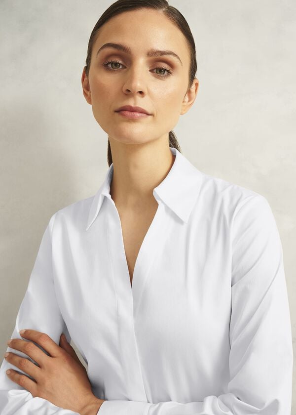 Hobbs Lindsey Cotton Blend Shirt White