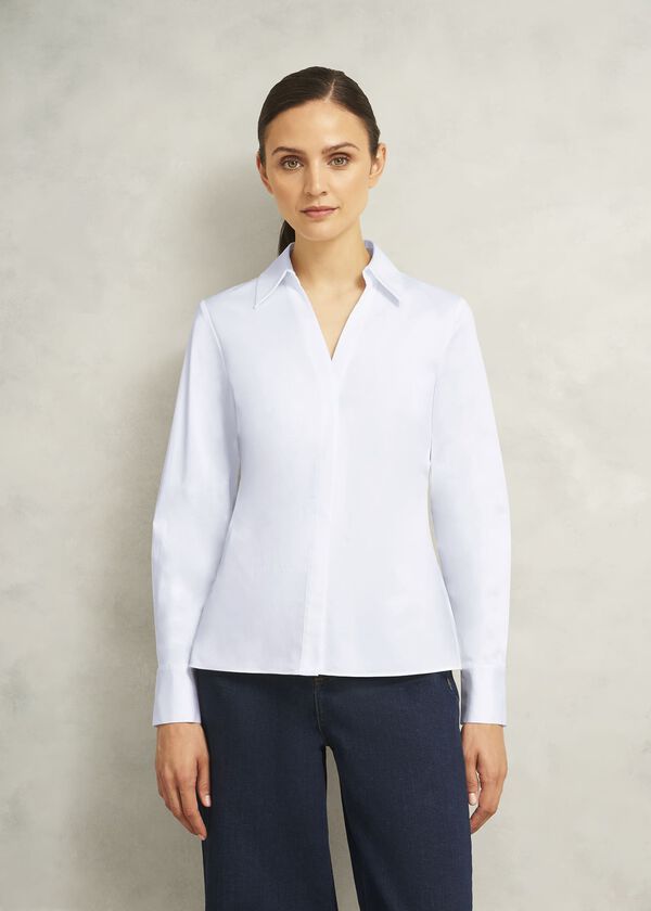 hobbs Lindsey Cotton Blend Shirt White