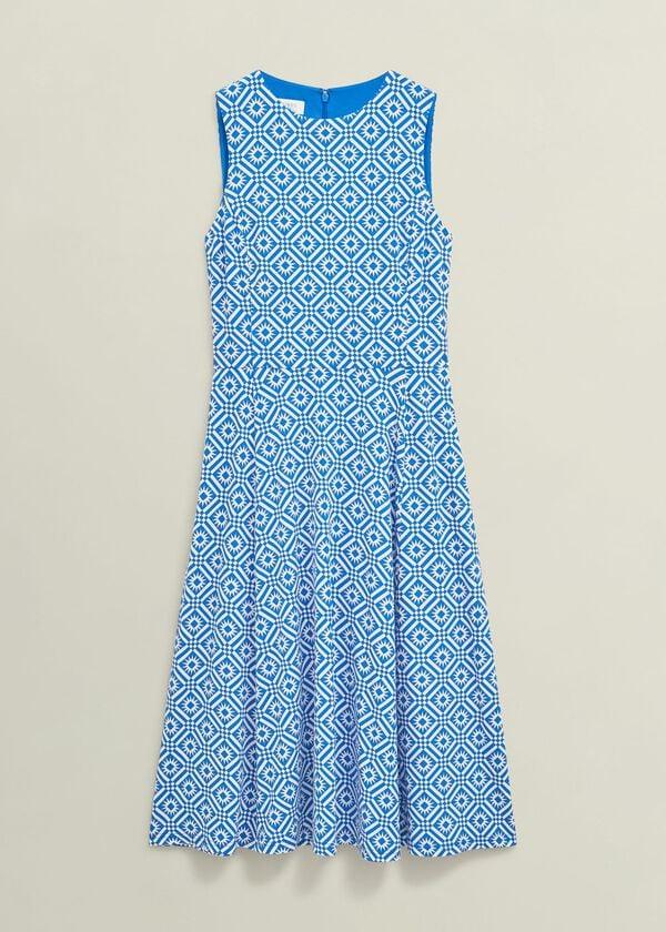 Hobbs Lisa Jersey Dress Blue Ivory
