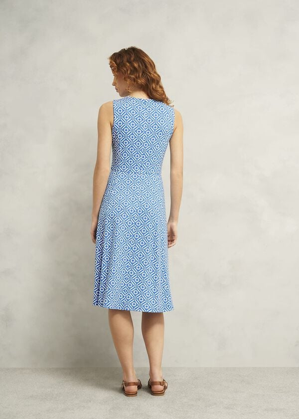 Hobbs Lisa Jersey Dress Blue Ivory