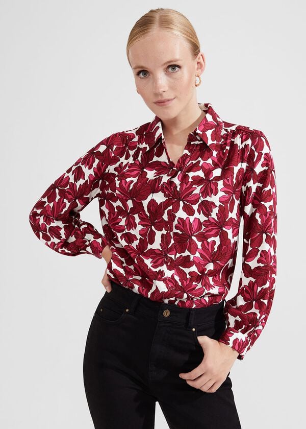 hobbs Livia Blouse Pink Ivory