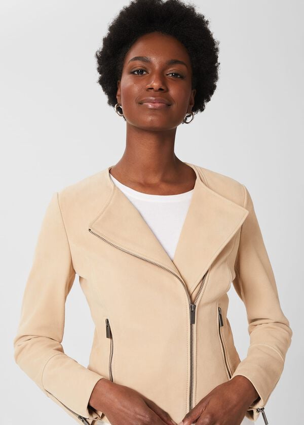 Hobbs Liz Suede Jacket Stone