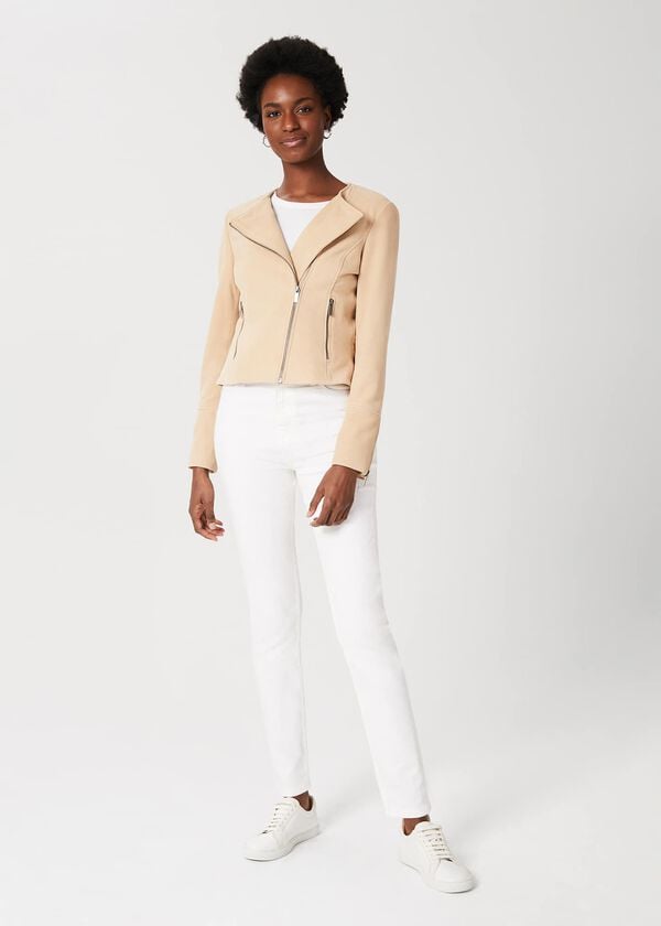hobbs Liz Suede Jacket Stone