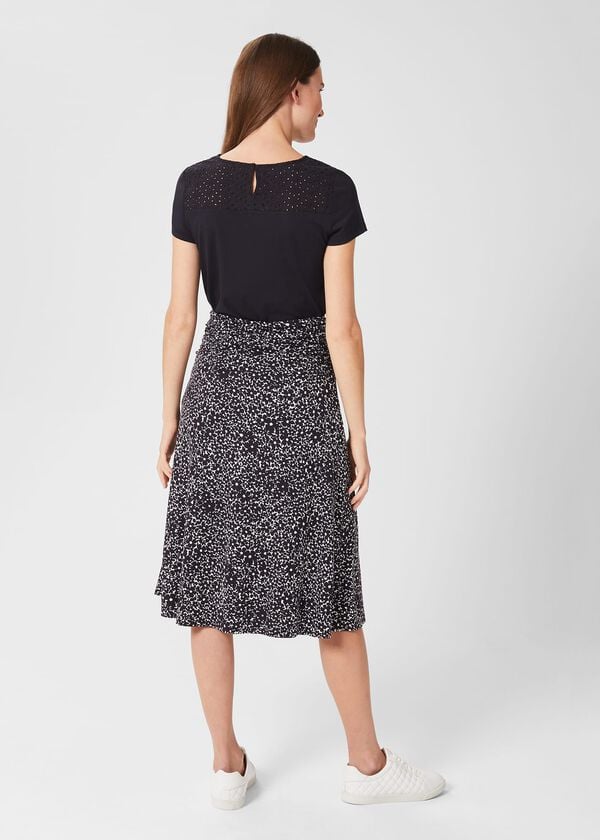 Hobbs Liza Jersey Skirt Navy White