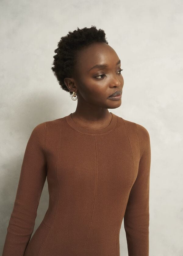 Hobbs Liza Knitted Dress Toffee