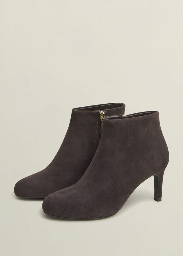 Hobbs Lizzie Suede Ankle Boots Chocolate Brown