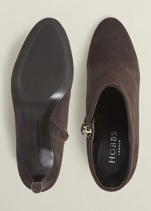 Hobbs Lizzie Suede Ankle Boots Chocolate Brown