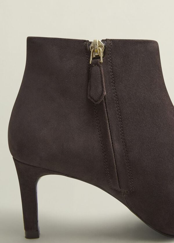 Hobbs Lizzie Suede Ankle Boots Chocolate Brown