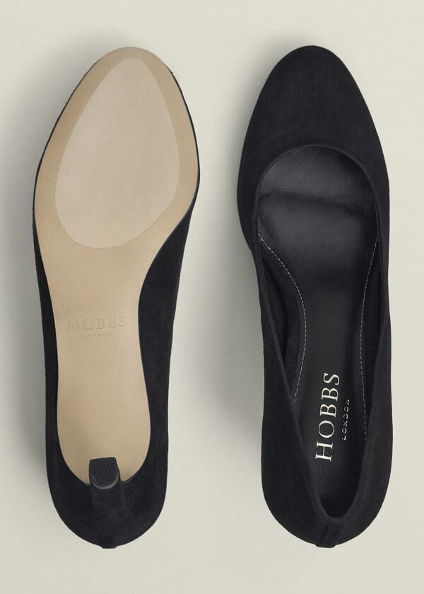 Hobbs Lizzie Suede Court Shoes Black