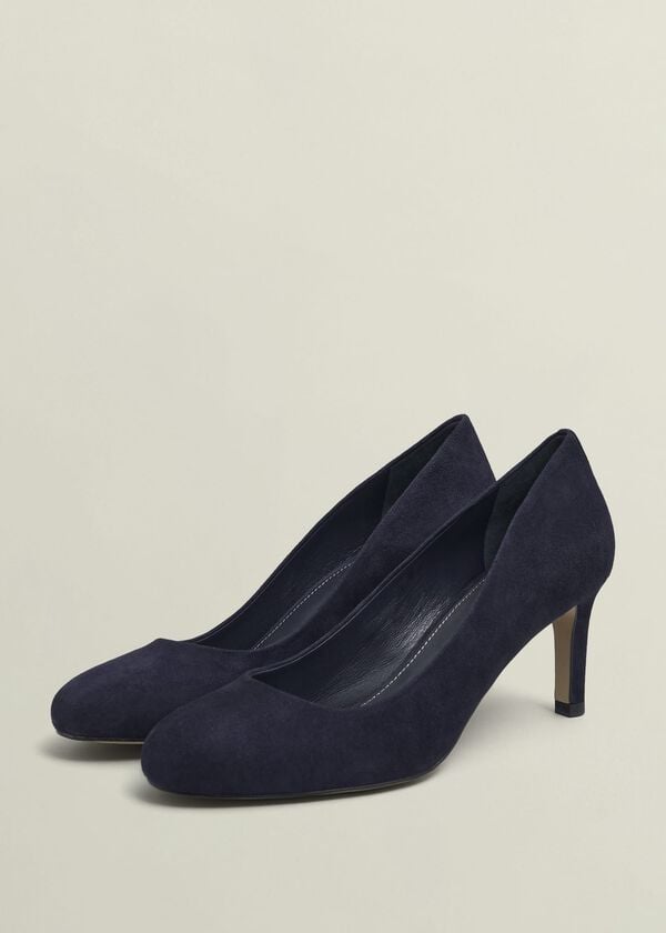 Hobbs Lizzie Suede Court Shoes Midnight Navy