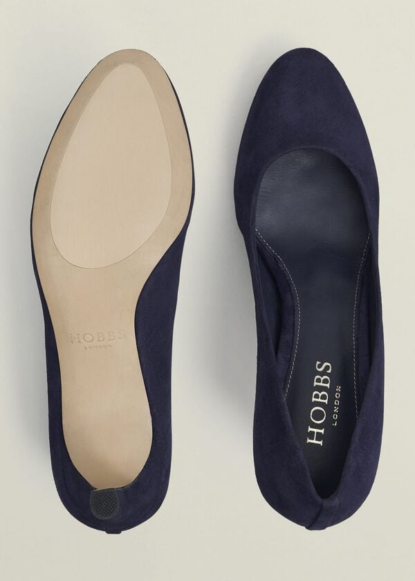 Hobbs Lizzie Suede Court Shoes Midnight Navy
