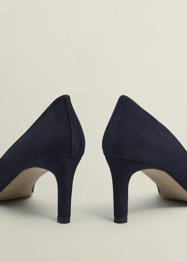 Hobbs Lizzie Suede Court Shoes Midnight Navy