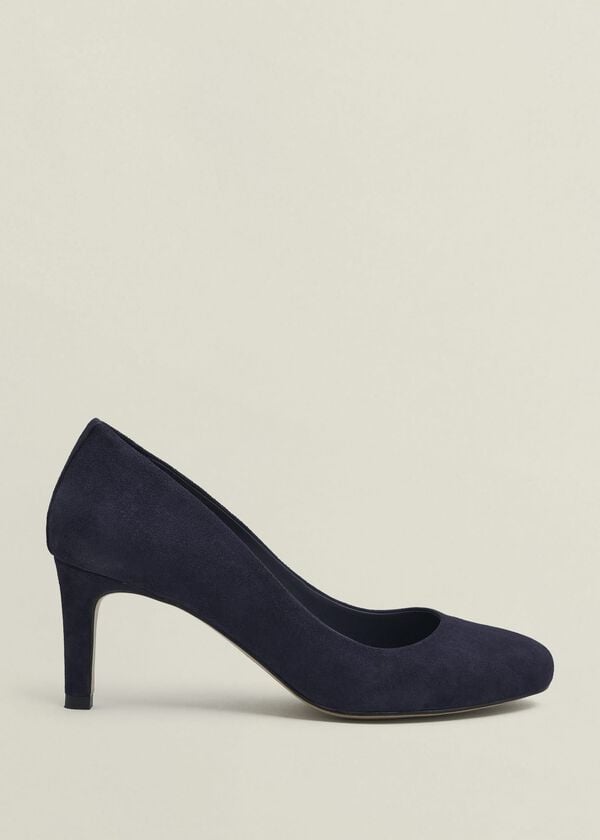 hobbs Lizzie Suede Court Shoes Midnight Navy