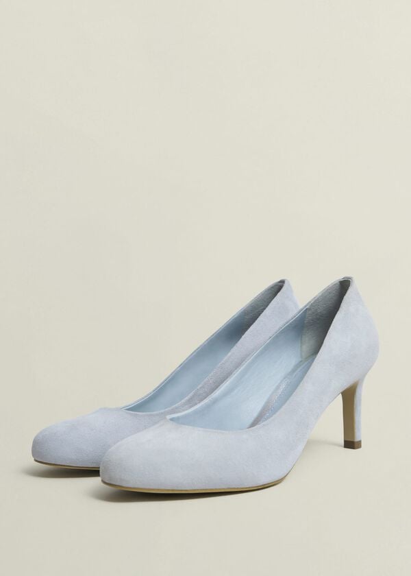 Hobbs Lizzie Suede Court Shoes Pale Blue