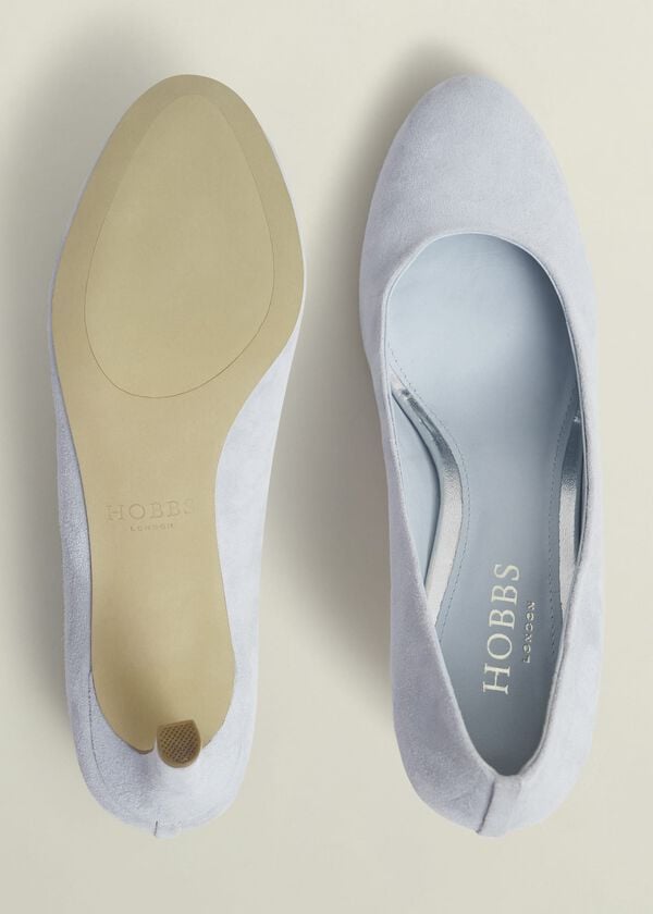 Hobbs Lizzie Suede Court Shoes Pale Blue