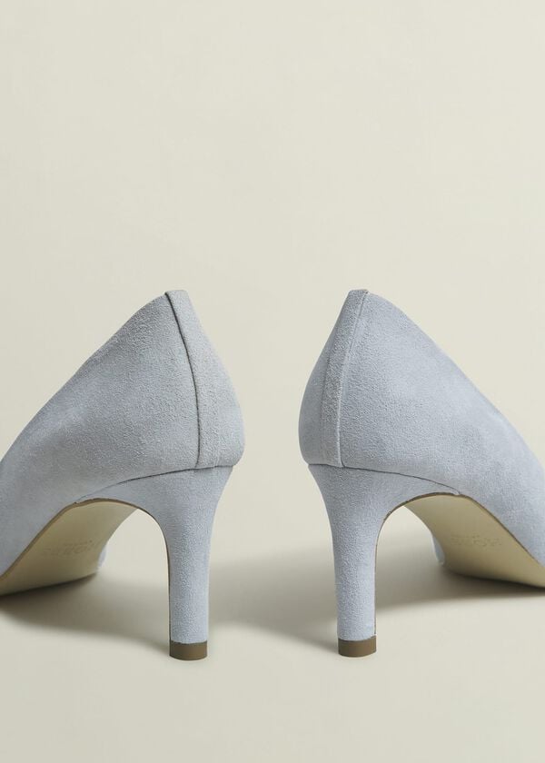 Hobbs Lizzie Suede Court Shoes Pale Blue