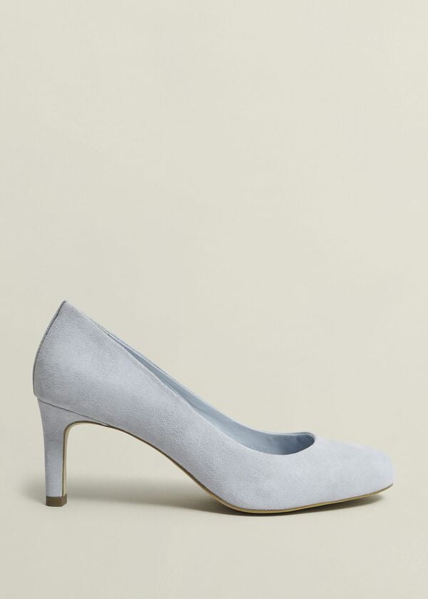 hobbs Lizzie Suede Court Shoes Pale Blue