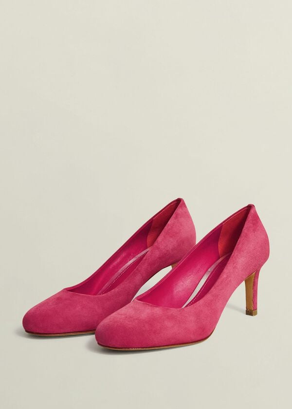 Hobbs Lizzie Suede Court Shoes Zinnia Pink