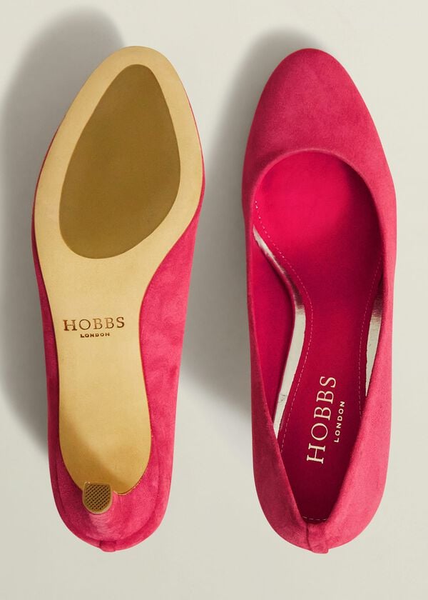 Hobbs Lizzie Suede Court Shoes Zinnia Pink