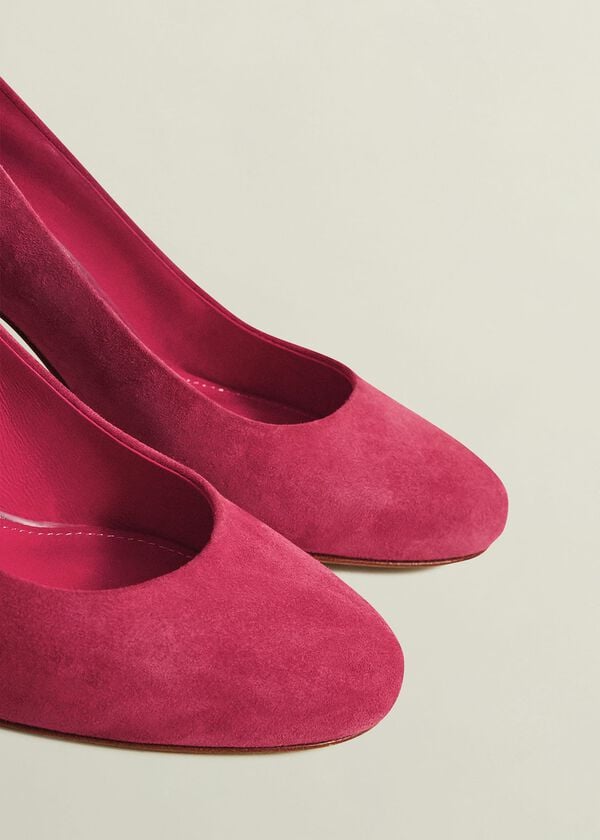 Hobbs Lizzie Suede Court Shoes Zinnia Pink