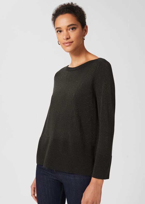 hobbs Logan Sparkle Jumper Dark Green