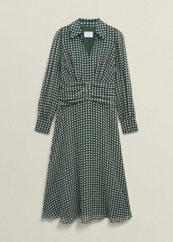 Hobbs Longstock Geo Midi Dress Green Cream