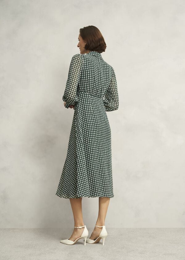 Hobbs Longstock Geo Midi Dress Green Cream