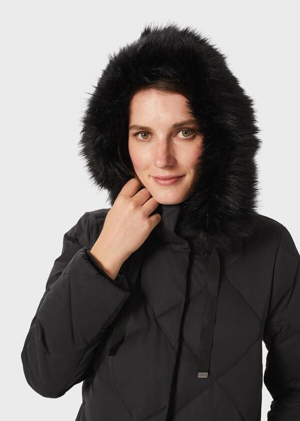 Hobbs Loren Puffer Jacket With Hood Washed Black