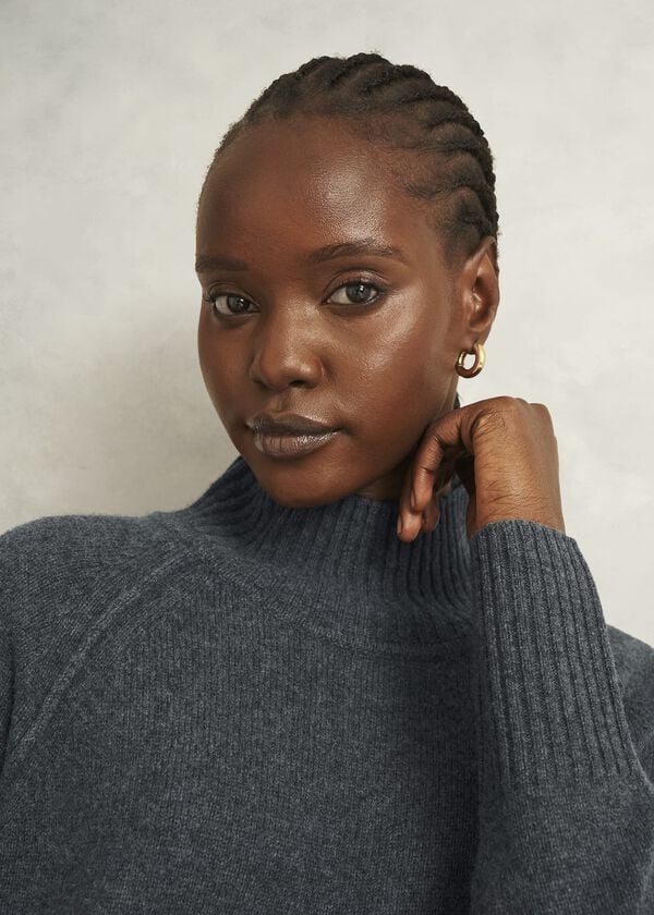 Hobbs Lorraine Knit Dress Charcoal Grey