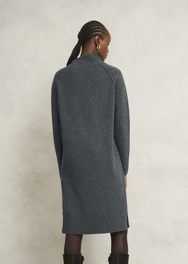 Hobbs Lorraine Knit Dress Charcoal Grey