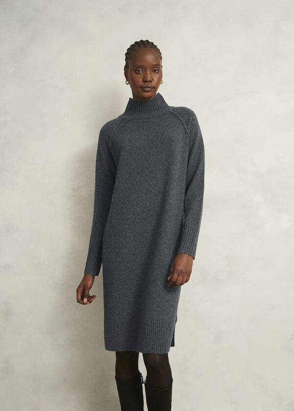 hobbs Lorraine Knit Dress Charcoal Grey