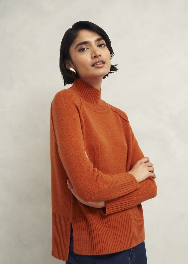 hobbs Lorraine Wool Blend Jumper Burnt Orange