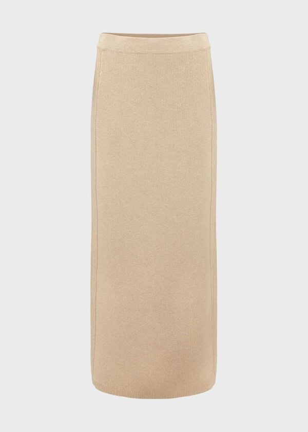 Hobbs Lovell Co-Ord Wool Cotton Skirt Oatmeal Marl