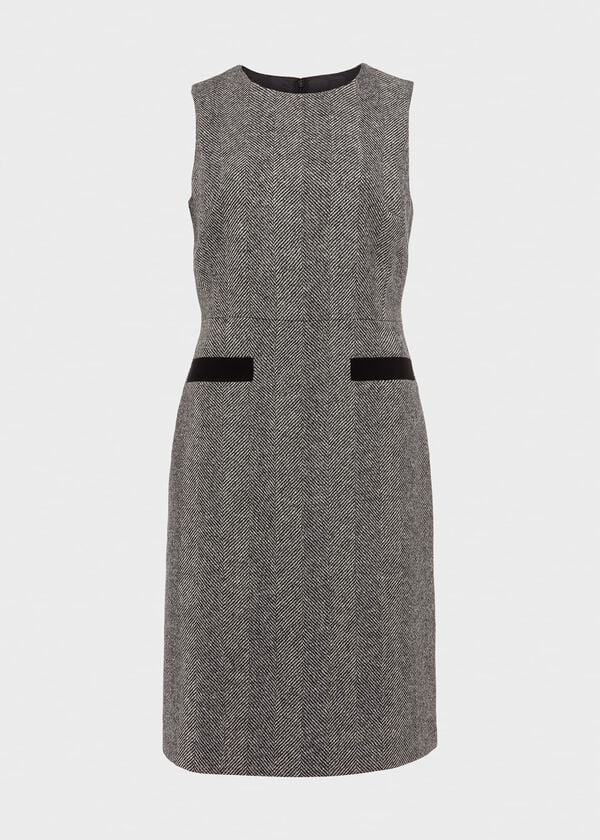Hobbs Lucia Wool Dress Black Ivory