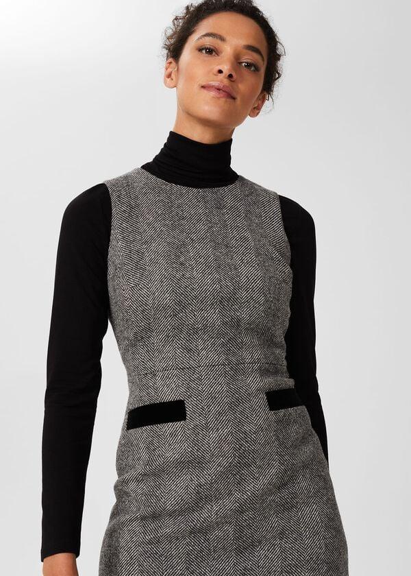 Hobbs Lucia Wool Dress Black Ivory