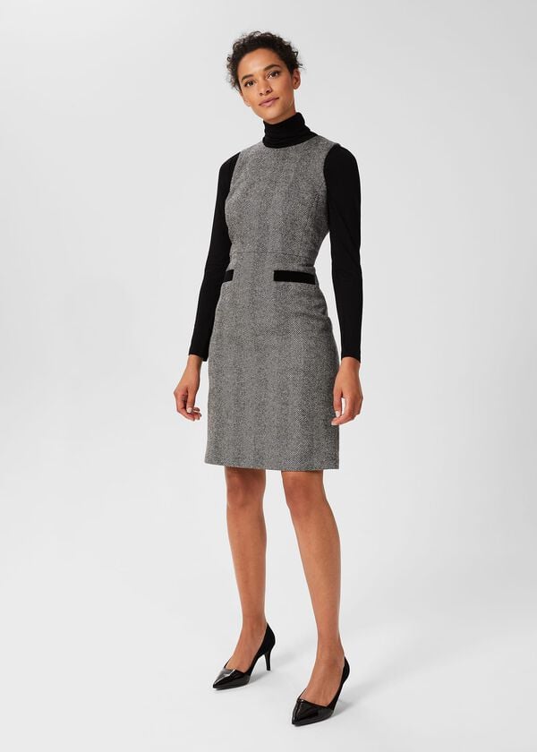 hobbs Lucia Wool Dress Black Ivory