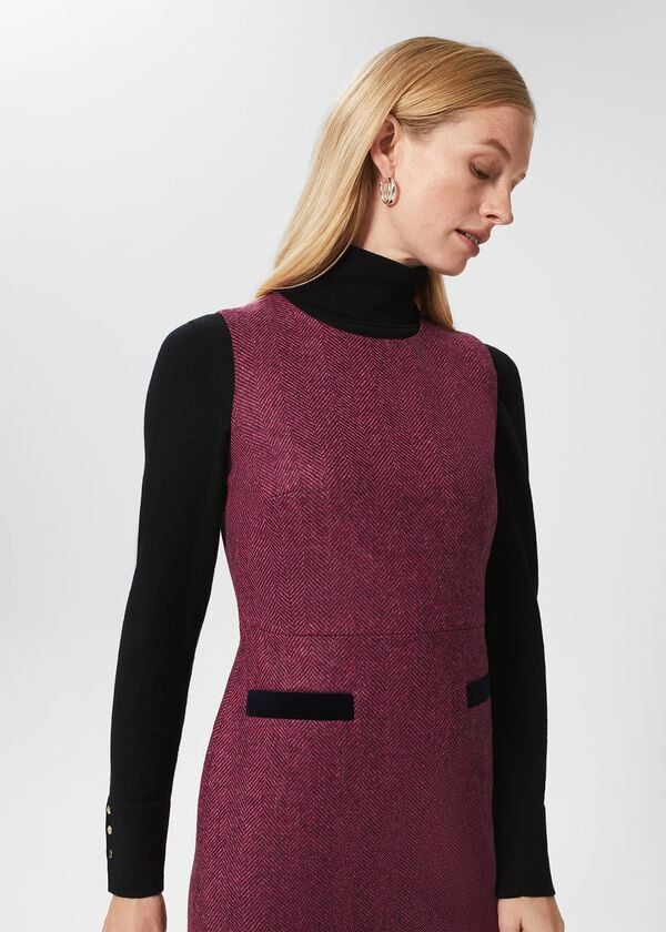 Hobbs Lucia Wool Dress Purple Multi