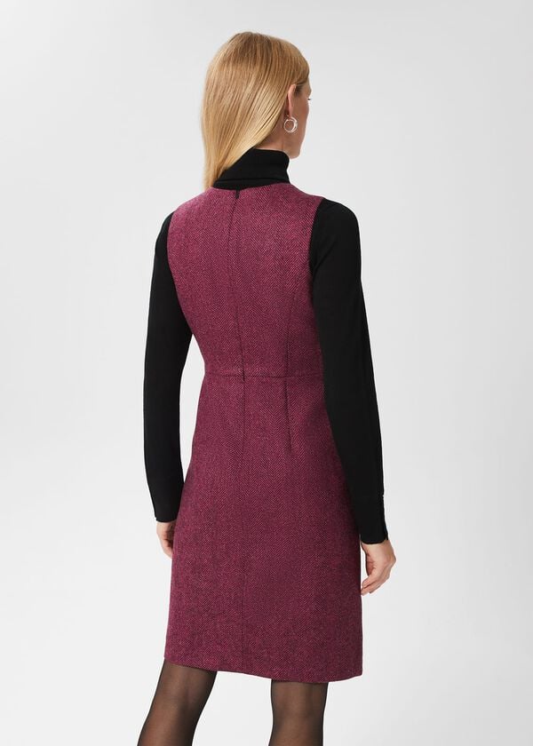 Hobbs Lucia Wool Dress Purple Multi