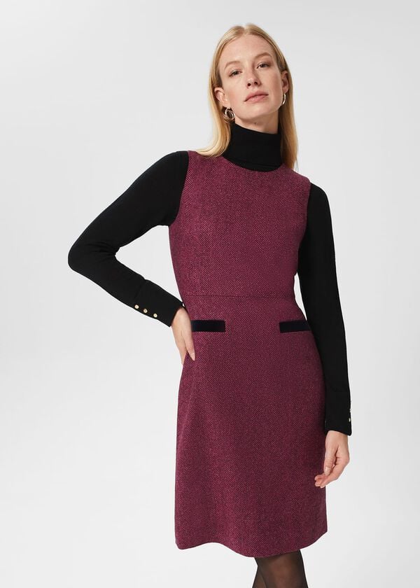 hobbs Lucia Wool Dress Purple Multi